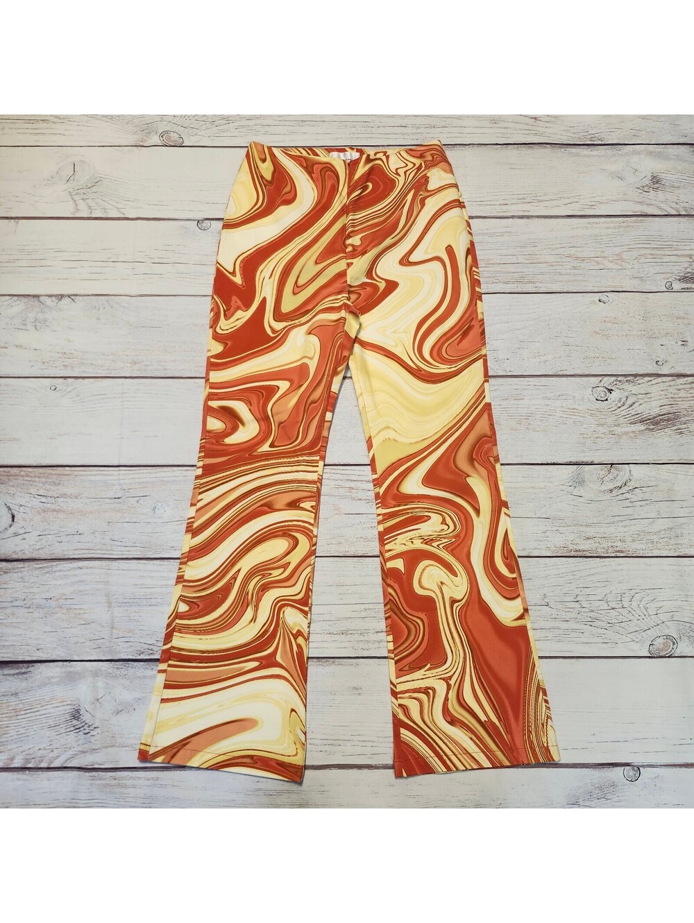 Hosbjerg Women's Retro Swirl Print Flared Pants Size Large
